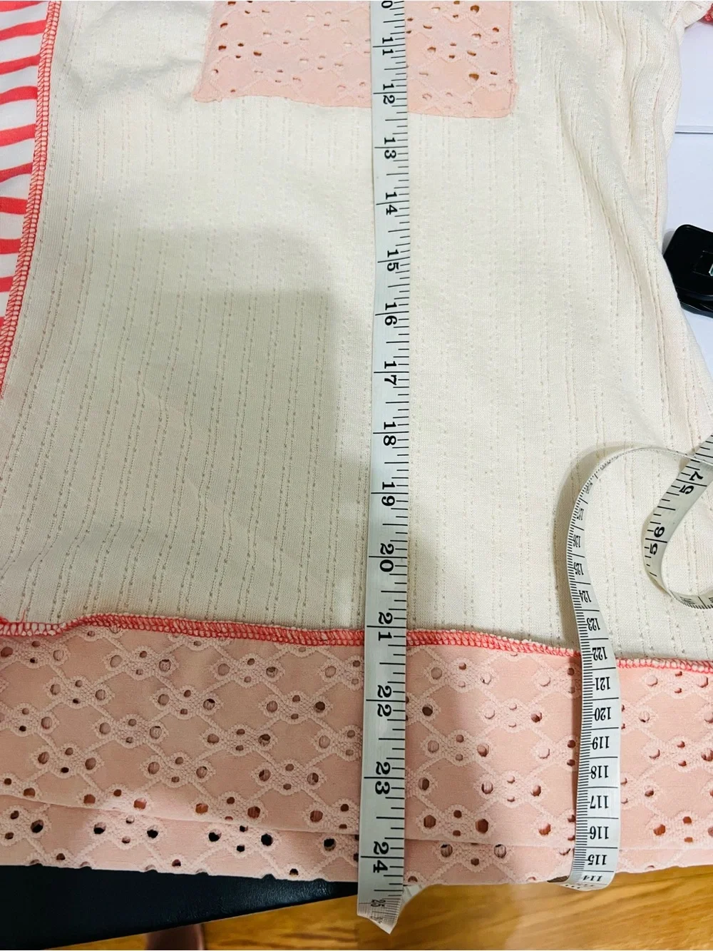 HAPTICS Boho Colorblock Eyelet Stripe Top Peach Cream M New in Bag - Picture 5 of 15